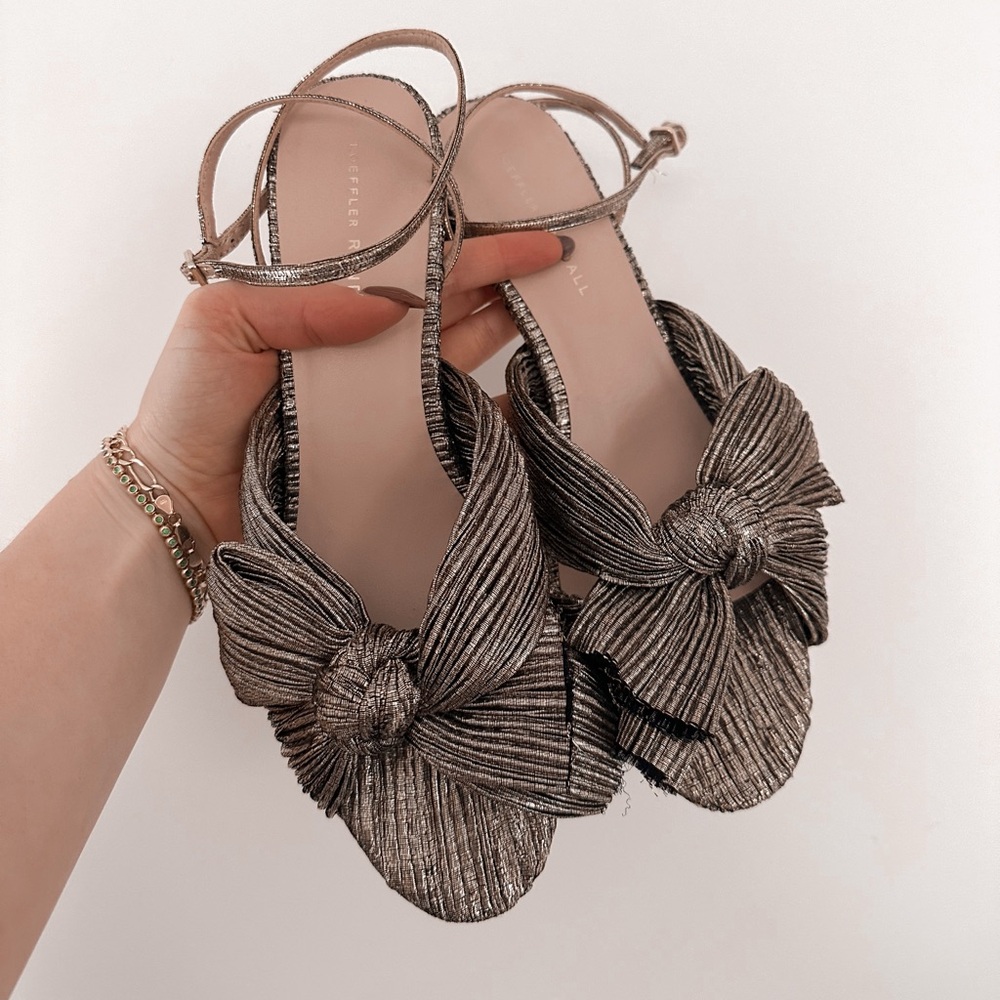 Dahlia Gold Pleated Bow Heel Loeffler Randall